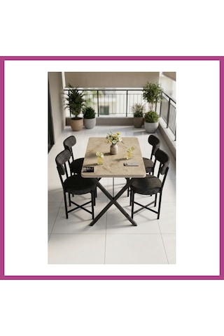 Gees Global Mutfak Masası 4 Sandalyeli Set 110x70 Cm Modern Bahçe Cafe Masa Takımı 4 Kişilik Tedy 9883 Anstrasit Gbzs Çok Renkli