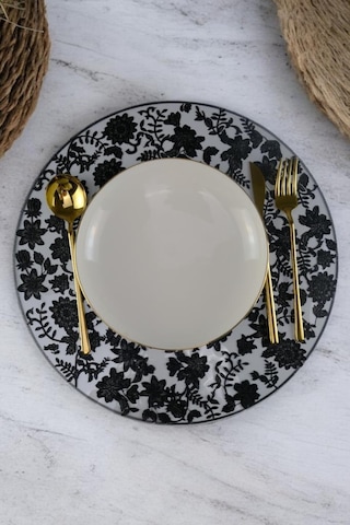 Digithome Acar 6 Lı Amerikan Servisi Supla Yuvarlak Siyah 38 Cm Acr-345 C320.033 Krem