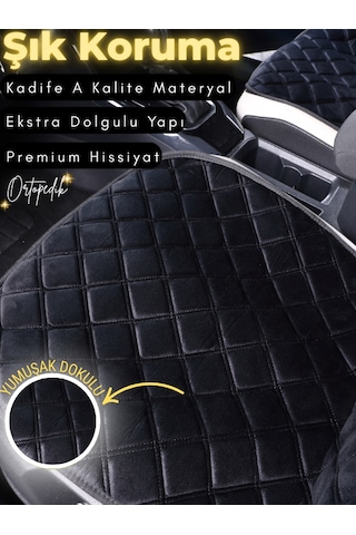 Fiat Egea Cross Uyumlu 2'li Süet Oto Koltuk Minderi Terletmez Kolay Montaj Oto Kılıf A2 Siyah