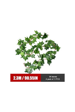 Wezone Yapay Sarmaşık Yaprakları - 5'li Set Dekoratif Plastik Duvar Asma Bitkisi 90cm