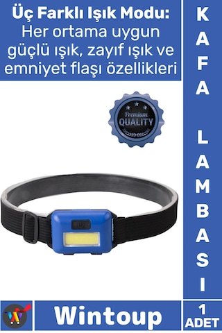 Kafalambası Hafif Ergonomik Kamp Aydınlatma Mini Pilli Cob Led 3 Mod Su Geçirmez Fener Kafa Lambası Çok Renkli