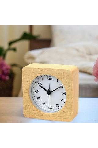 Trendooze Suntek Sessiz Saati, Saat, Rengi Masa İçin Çocuklar Çalar Basit Ahşap Vs