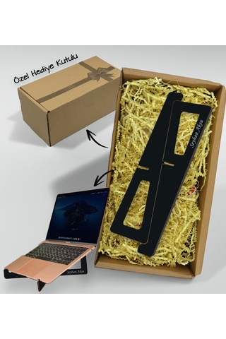 Bk Gift Hediye Kutulu Taşınabilir Siyah Ahşap Notebook Laptop Standı Bitmeyencom33519 Bk Gift