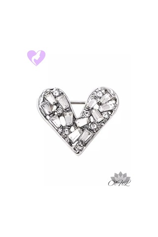 Olfil Broş-mini Kalp Kristal Işıltı Minimalizm 264864984 Gri