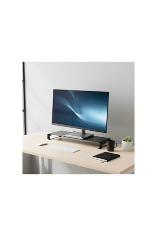 Siyah Renkli Masaüstü Monitör Yükseltici, Ergonomik Tasarım