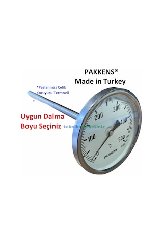 100 MM 500 C Derece 40 Cm Dalma Boylu Bahçe.köy.pide Fırın Termometresi