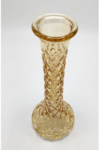 El Yapımı Gold Renk Baklava Model Cam Karanfillik 25cm Altın