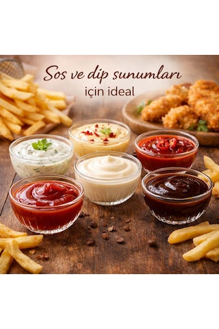 Marılla 6 Lı Cam Mini Kase Seti 135 Ml Kuruyemiş Sos Tatlı Sunum Kasesi Şeffaf