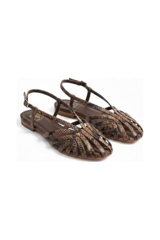 Ne&ve Shoes Kahve Yılan Biye Kadın Günlük Sandalet