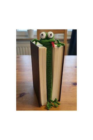 Amigurumi El Yapımı Kurbağa Kitap Ayracı Yüksek Kaliteli Malzeme, Detaylı İnce İşçilik