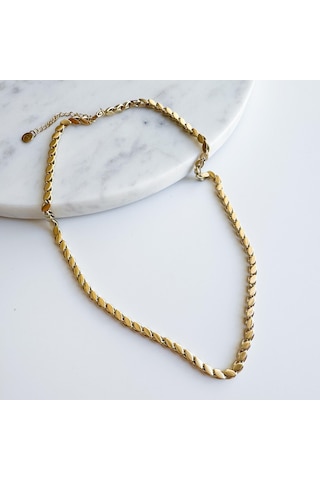 Çelik Arpa Zincir Kolye Gold