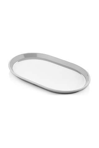 6 Adet 14x24 Cm Melamin Derin Oval Kahvaltılık Mezelik Makinede Yıkanabilir Siyah Servis Tabağı Beyaz
