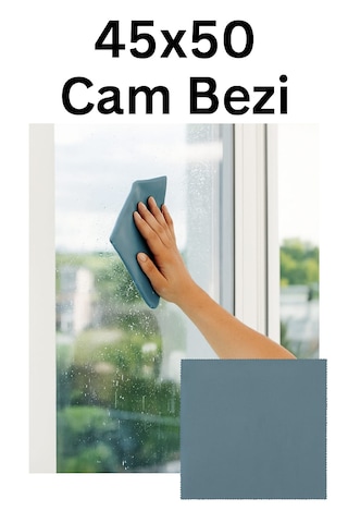 Nobera 45x50 Cam Bezi %100 Mikrofiber, Toz & Tüy Bırakmaz, Mop Uyumlu Bez 1 Adet Açık Gri