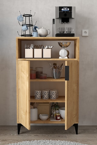 1203 Ada Çok Amaçlı Dolap , Kahve Köşesi , Kiler Dolabı , Mutfak Standı 2 Kapılı - Safir Safir