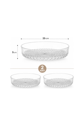 En Büyük Boy 2 Li Cam Kase Seti,25 Cm,şeffaf Servis,salata,meyve,kuruyemiş,meze,sunum Kasesi Şeffaf