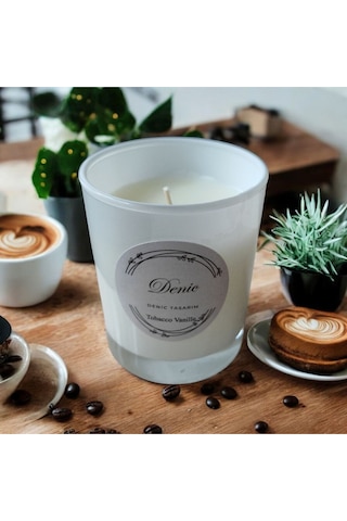 Denic Kokulu Mum Beyaz Cam Bardak Toboco Vaniliaa 9*7 Çap