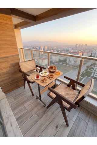 Yükseklik Ayarlı - Atlantik Çam Tekerli 60x40 Oval Kenar Scbalkon1 Dar Balkonlar İçin Kahvaltı Yemek Masası Atlantik - Çam
