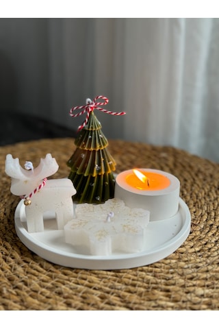 Kübra Design Candles Yılbaşı Özel Çam Ağaçlı Mum Seti