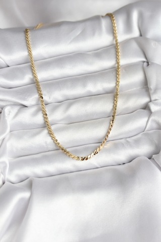 14k Gold Renk Kaplama Ezme Yılan Zincir Model Cm Kadın Kolye Çok Renkli