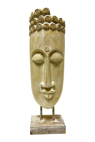 Ahşap Dekoratif Büyük Buda Mask 60cm Albızıa Wood
