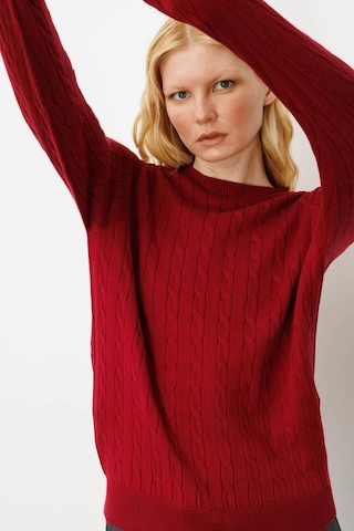 Desen Triko Kadın Sıfır Yaka Saç Örgülü Kazak 3329 Vişne Çürüğü Vişne Çürüğü