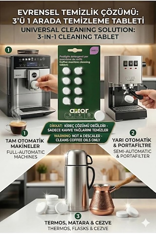 Axor Otomatik Kahve Makinesi Tableti 8 Li 1,5 Gr Kahve Makinesi Temizleme Tableti,kahve Yağı Çözücü Otomatik Kahve Makineleri İçin.