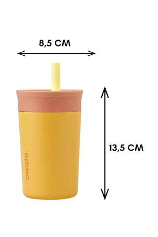 Owala 12 Oz 355 Ml Kids Pipetli Çift Katmanlı Paslanmaz Çelik Termos Sızdırmaz Kapak Açık Sarı