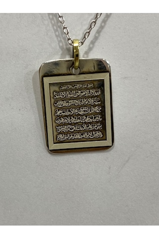 Gümüş Ayetelkursi Dua Kadın Kolyesi Beyaz