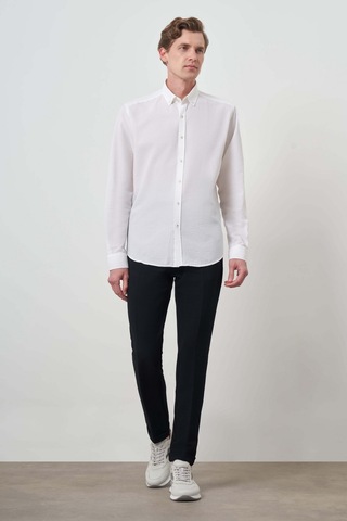 Morven Erkek Beyaz Pamuk Trend Dynamic Fit Düğmeli Yaka Gömlek 25ms004027600 Beyaz Beyaz