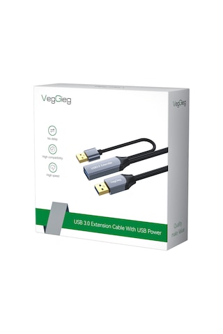 Veggieg Usb 3.0 Uzatma Kablosu Sinyal Güçlendirici Extender Destekli Usb-a Uzatıcı Kablo 5 Metre
