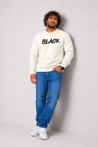 Starbattal Erkek Büyük Beden Sıfır Yaka 3ip Sweat Black 24202 Ekru-2852