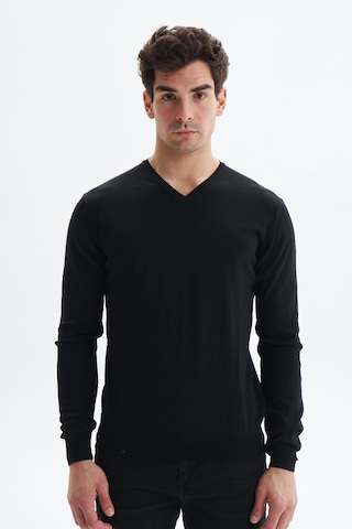 Arma Erkek Slim Fit Likralı Pamuklu Örme V Yaka Triko Kazak K0kro0854 Siyah