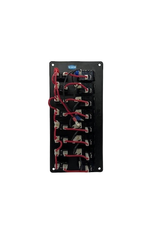 Tekne Karavan 8li Sigorta Paneli Otomatik - Marin Sigorta Paneli Siyah