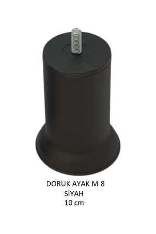 Doruk Ayak, Cıvatalı Baza Koltuk Dolap Ayağı, Metal, Siyah, M8, 10 Cm Siyah