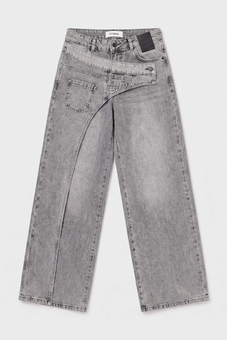Kadın Füme Palazzo Fit Çift Kemer Detaylı Özel Tasarım Denim Jean