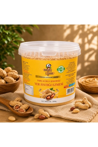 Adress Parçacıklı Şekersiz Yer Fıstığı Ezmesi 1 KG