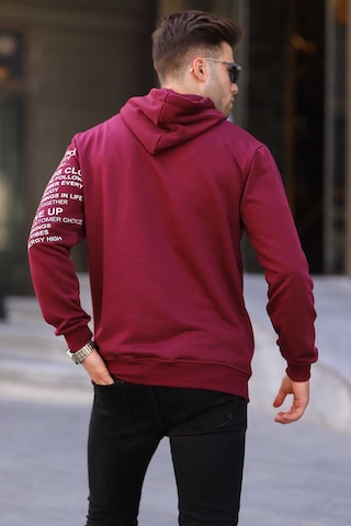 Madmext Bordo Baskılı Kapüşonlu Sweatshirt 6009 Bordo