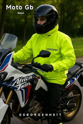 Geborgenheit Moto Gb Neon Motosiklet Yağmurluğu Cepli Astarlı Kapşonlu Su Geçirmez Alt Üst Takım Kadın Erkek
