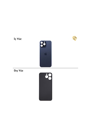 İphone Uyumlu15 Pro Max Mavi Renk Arka Kapak Arka Cam Batarya Kapağı Lazer Kesim Kapak Pil Kapağı Standart