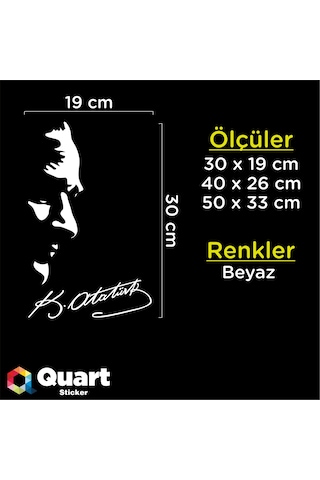 Kemal Atatürk Silüeti Ve Imza Oto Sticker Araba Sticker