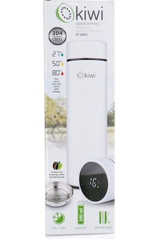 Kiwi KT-8682 Dijital Göstergeli Termos 500 ML Beyaz