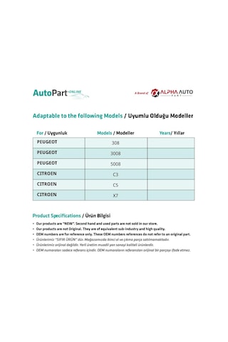 Peugeot, Citroen İçin Toz Fitil Klipsi- 10'lu