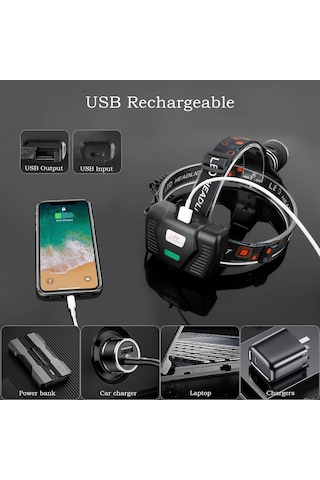 OR-T116 Şarjlı Kafa Lambası 30 Watt Profesyonel Kafa Feneri Siyah