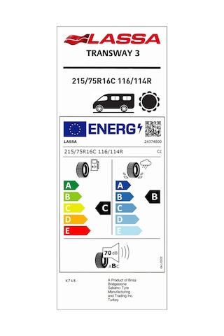 Lassa 215/75R16 C 116/114R  Transway 3 Yaz Lastiği 2025