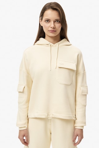 Lacoste Womens Relaxed Fit Sweatshirt Kapüşonlu Pamuklu Rahat Kesim Kadın Sweatshirt Krem