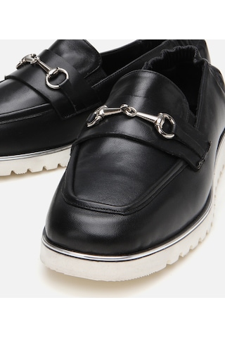 Hotiç Kadın Deri Siyah Lastik Detaylı Tokalı Günlük Loafer 01ayh306220a100 Siyah