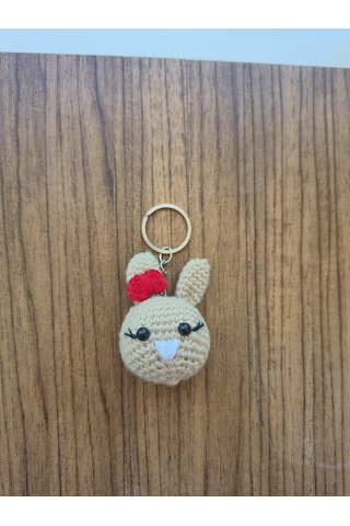 Amigurumi Tavşan Anahtarlık Kahverengi - Siyah