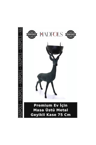 Premium Ev İçin Masa Üstü Metal Geyikli Kase 75 Cm