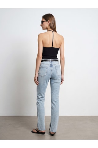 Dilvin 72326 Yanı Yırtmaçlı Straight Jean-mavi