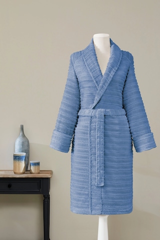 Sadem Organik Linden Şal Yaka Bornoz Mavi